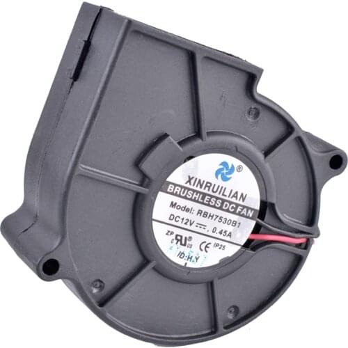 COOLING REVOLUTION RBH7530B1 7530 7.5cm 75mm 12V 0.45A Double Ball Bearing High Volume Centrifugal Turbine Blower Fan