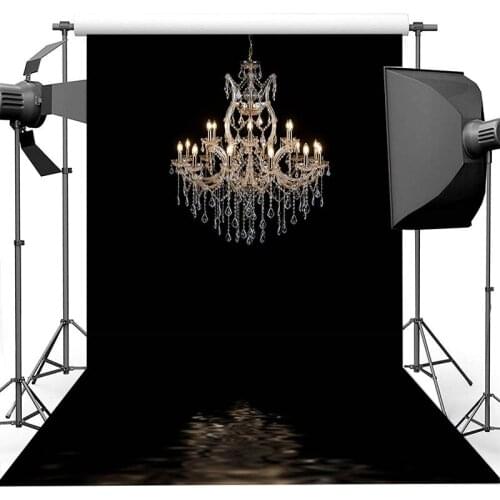 NeoBack Vintage Luxury Chandelier Photography Background Water Reflection Black Photography Backdrops Studio Shoots