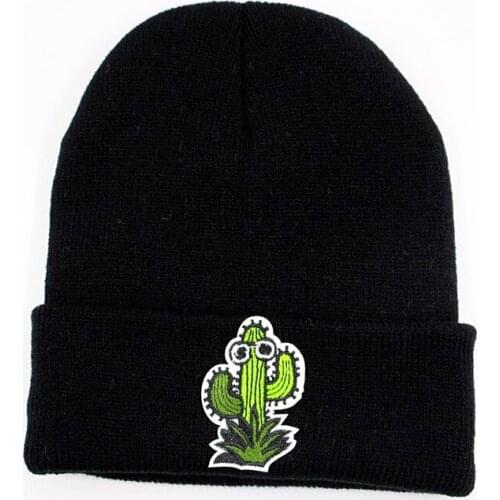 Cartoon cactus embroidery Thicken knitted hat winter warm hat Skullies cap beanie hat for kid men women 26