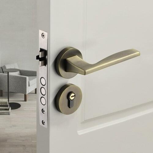 1 Set Zinc Alloy Bedroom Door Lock Light luxury Style Interior Room Door Lock Safety Anti-theft Mute Hardware Locks Core