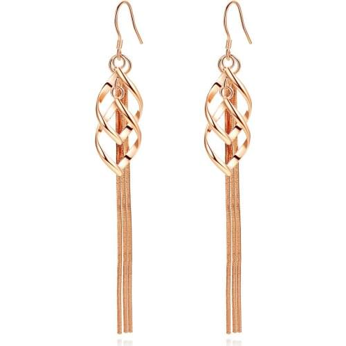 S925 Silver Earring High Quality Openwork Spiral Love Tassel Drop Earring For Women Wedding Gift Lady Girl Fashion Jewelry