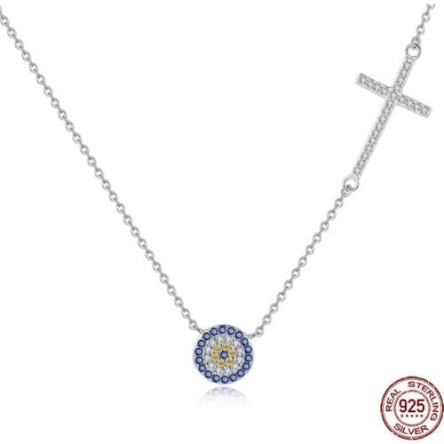 TONGZHE Necklace Women Jewelry 925 Sterling Silver Round Decorative Evil Eye Necklace Pendant Necklace for Women Collares Sale