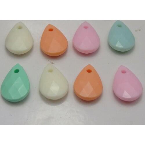 100 Mixed Pastel Color Acrylic Teardrop Charm Pendants 18X12mm