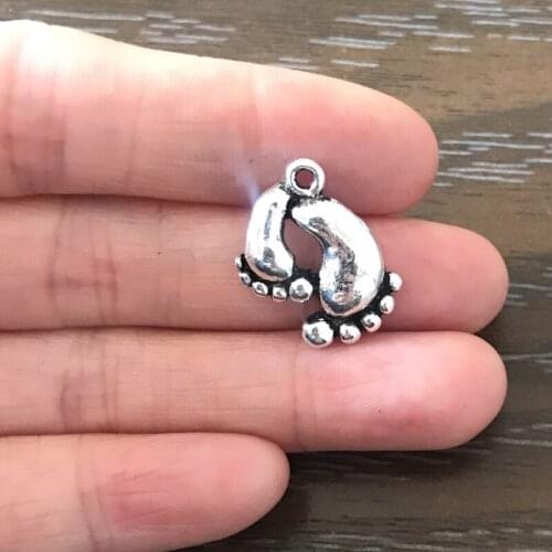 15PCS DIY Charm Baby Footprint Charms Zinc Alloy Pendant for Charms Bracelet Necklaces Earrings Zipper Pulls bookmarks