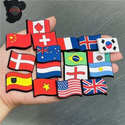 17PCS PVC National Flags Cartoon Fridge Magnets Netherlands Denmark Vietnam Refrigerator Magnetic Sticker Office Supplies Note