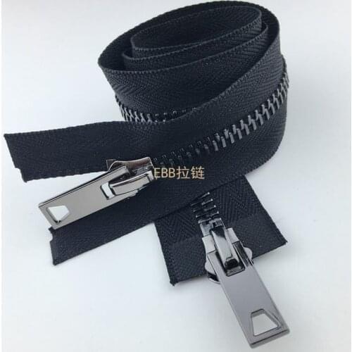 2 Pcs/lot Long Metal Zipper Gun Black Two-way Double End Fasteners for Down Coat Leather Jacket Sewing Accessories