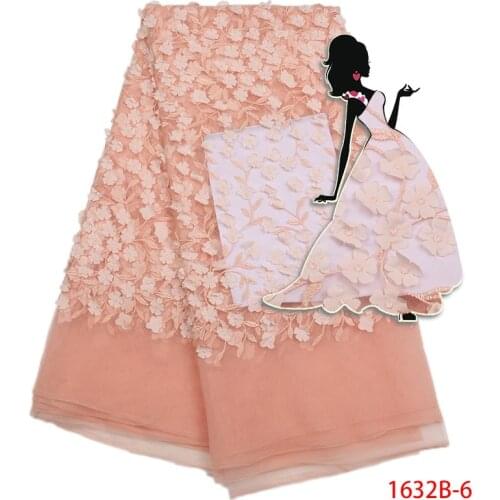 2020 Hot Sale 3D Flower Wedding Peach Color Dress Applique Bridal White Lace TulleLace Fabric XZ1632B