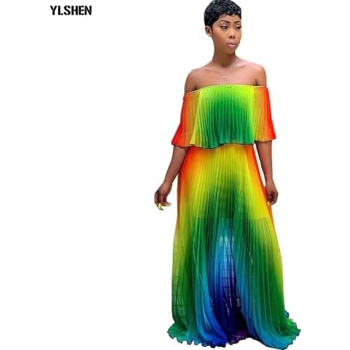 2020 New Styles African Dresses for Women Dashiki Pleated African Dress Plus Size Tie dye Bazin Vestidos Africa Beach Maxi Dress