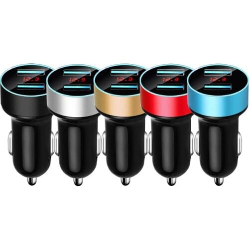 2 Ports USB Car Charger 5V 3.1A LCD Display Cigarette Socket Lighter For iPhone Xiaomi Samsung Huawei Phone Fast Charging