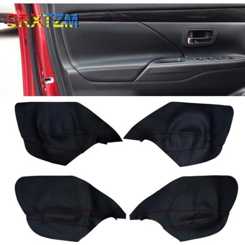 For Mitsubishi Outlander 2014 2015 2016 2017 2018 4PCS Car Interior Door Handle Panel Armrest Microfiber Leather Cover