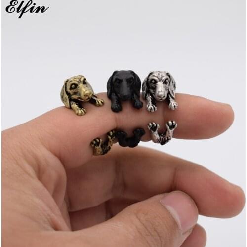 Elfin Vintage Dachshund Fashion Rings Best Friends Adjustable Rings For Women Men World of Warcraft