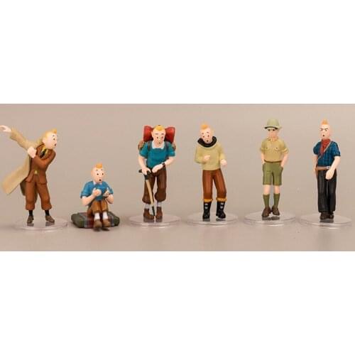 Anime surrounding dolls The Adventures of Tintin Action Figures Cartoon Movie Explorers Tin Tin Figurine PVC Collectible Model