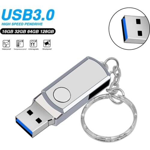 USB 3.0 Flash Drive Metal Pen Drive 128GB 64GB 32GB 16GB 8GB Pendrive High Speed USB Stick Memory Stick With Key Chain