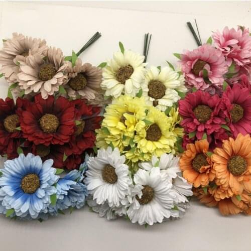 6pcs handmade gerbera fashion home garden bride diy wreath material wedding banquet decoration artificial flower scissors crown