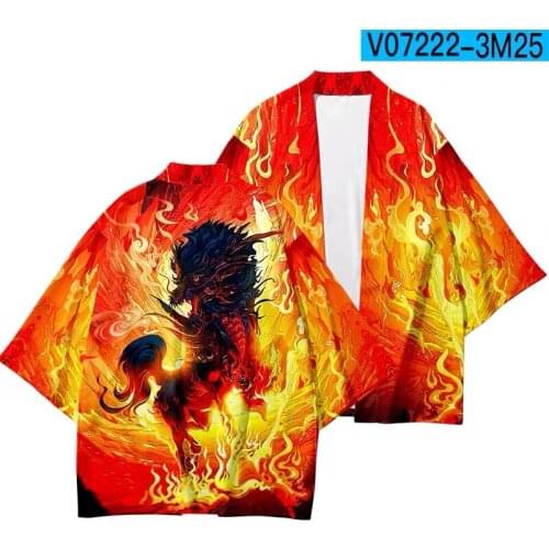 Chinese Dragon Kylin 3D Printing Japanese Kimono Haori Yukata Women/Mens Fashion Summer Casual Cool Short Sleeve boys Cardigan