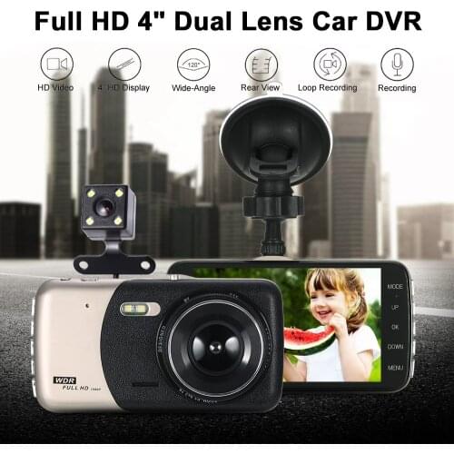 KKMOON 4"Dual Lens Car DVR Camera Recorder Dash Cam Camcorder Car DVR with Two Cameras Dash Cam Night Vision DashCam