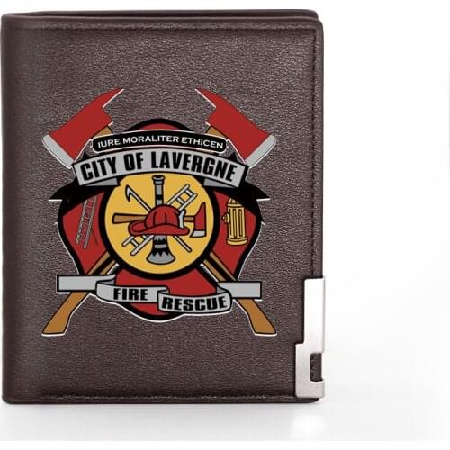 Classic City Of Lavergne Fire Rescue Printing Leather Wallet Fashion Men Women Short Purse