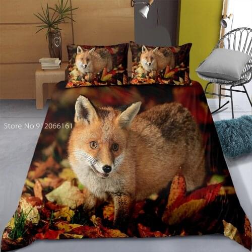2/3 Pcs Bedding Set Animal Pattern 3D Printed Fox Single Queen Size Duvet Cover Set Bed Quilt Cover For Bedroom Home Decorate