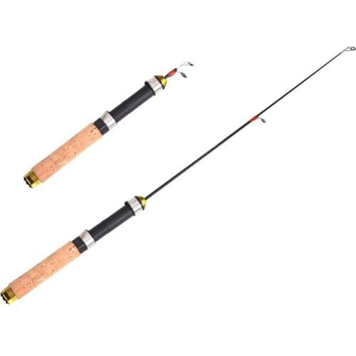 60CM Mini Fishing Rod Ice Fishing Reel Carbon Fiber River Shrimp Carp Fishing Pole Winter Tackle Pesca Retractable To 25cm
