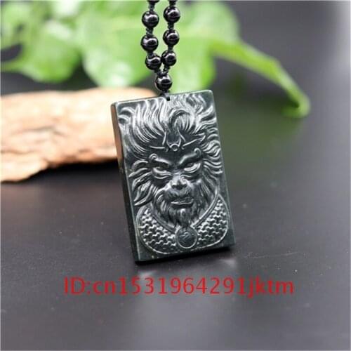 Fashion Jade Gifts Monkey for Natural Hetian Pendant Carved Amulet King Necklace Charm Chinese Men Jewelry Jadeite Women