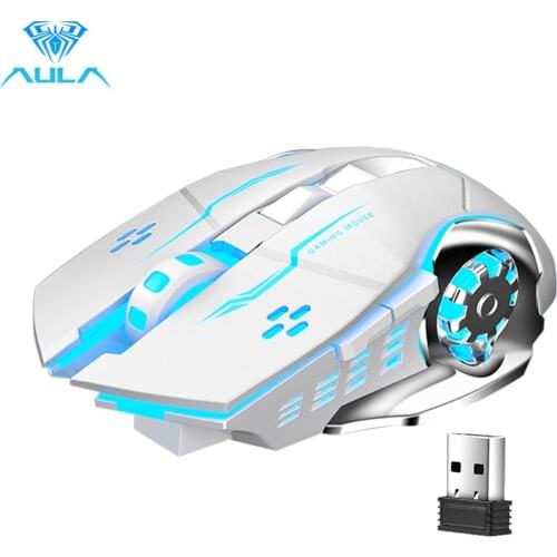 AULA SC100 Wireless Gaming Mouse Rechargeable RGB LED Backlit with 800mAh Battery Ergonomic Optical 2.4G Cordless Computer Mice