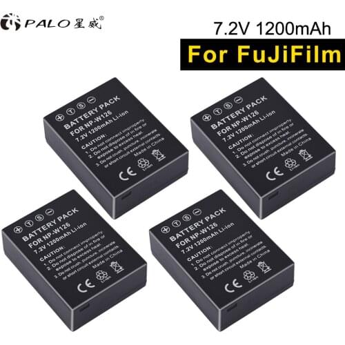 PALO 4pcs digital batteries NP-W126 camera battery for FUJL X-E3/2/1 Pro1/2 X-E2S/100F/M1/A1/2/10 X-T1/2/10/20 HS50/33/35/30EXR