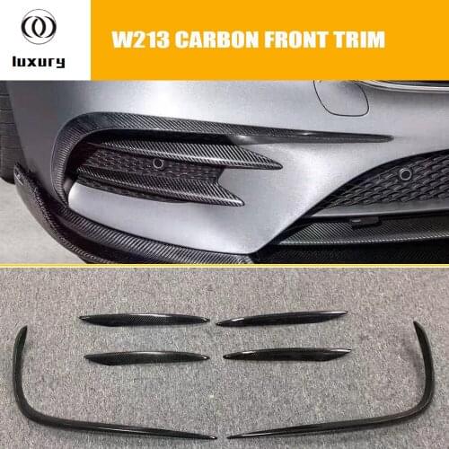 E43 Carbon Fiber Front Upper Splitter Trim with Flog Frame Cover for Benz W213 E-class E200 E260 E300 E43 with Amg Sport Bumper