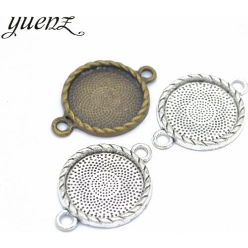 YuenZ 6pcs 2 Colors Necklace Pendant Setting Cabochon Base Tray Bezel Blank Fit 20*20mm Round Cabochon Jewelry Making C08