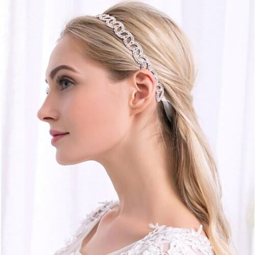 OKILY Fashion Simple Crystal Bridal Wedding Headbands Hair Accessories for Womens Rhinestone Head Jewelry Bride Hairband