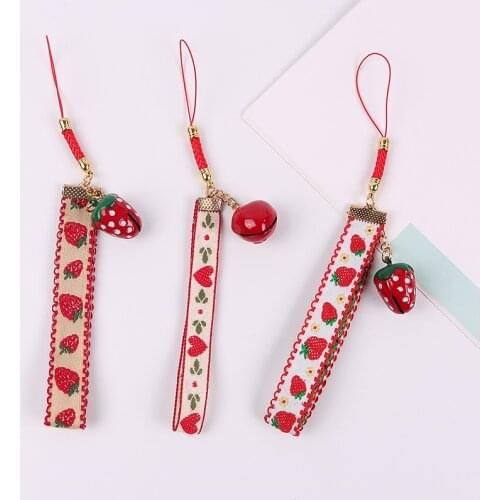 Cute Strawberry Apple Smart Phone Strap Lanyards for iPhone/Samsung case Keys Decoration Mobile Phone Strap Rope Phone Charms