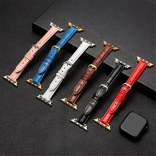 Genuine Leather loop Strap for Apple Watch Band 42mm 38mm 40mm 44mm Men Women Slim Wrist Bracelet for iWatch Series 2 3 4 5 6 SE