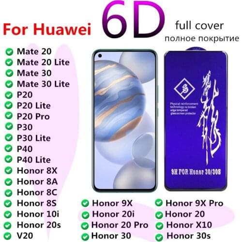 6D Tempered Glass For Huawei Honor 10i 20i 20 8A 8C 8S 8X 9X X10 V20 Mate P10 P20 P30 P40 Lite Pro Rinbo Screen Protector