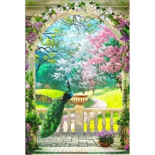 Counted Cross Stitch Kits Needlework Embroidery Crafts 14 ct Aida DMC Color DIY Arts Handmade Home Decor - Spring Arch