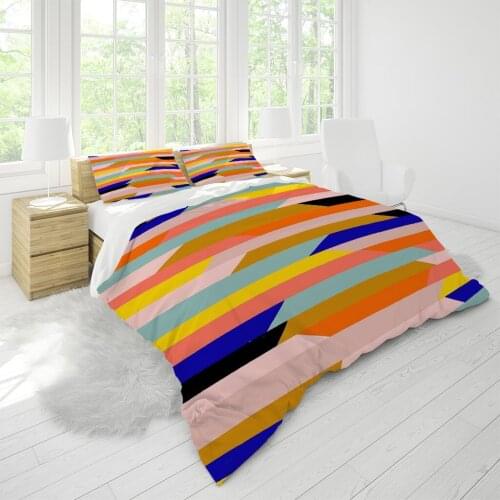 Nordic Personality Stripe Home Quilt Cover Mens and Womens Adult Bedding and Pillow Case King Bed Single Bed Quilt Cover