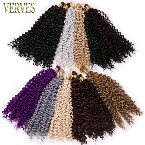 VERVES Synthetic curly Crochet Braid Hair 14 inch curly 100g/pcs Ombre braiding hair Extensions high temperature Fiber Blonde