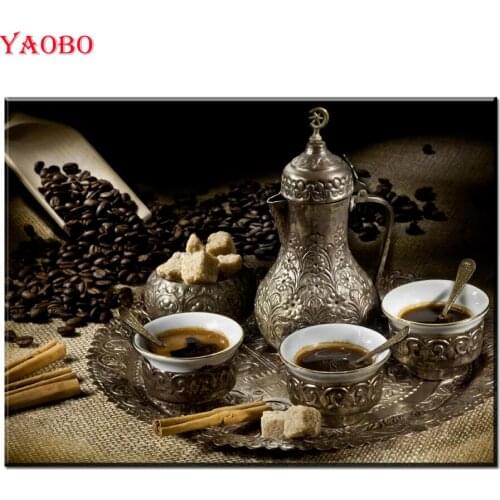 Vintage tea Coffee beans diamond mosaic sale 5 d DIY Diamond Painting Full Square Round Drill embroidery Kitchen Decoration