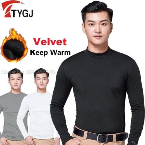 Top Quality Golf Shirts Mens Shirt Tops Clothing Long sleeved Tshirt Keep Warm Autumn Winter Underwear Velvet Sports Golf Wear