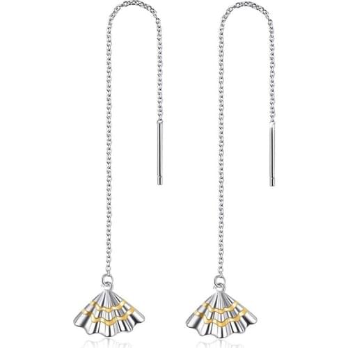 925 Sterling Silver Sea Shell Dangle Drop Dangle Earring Summer Beach Cubic Zircon Stud Earrings Gift Set for Women Fine Jewelry