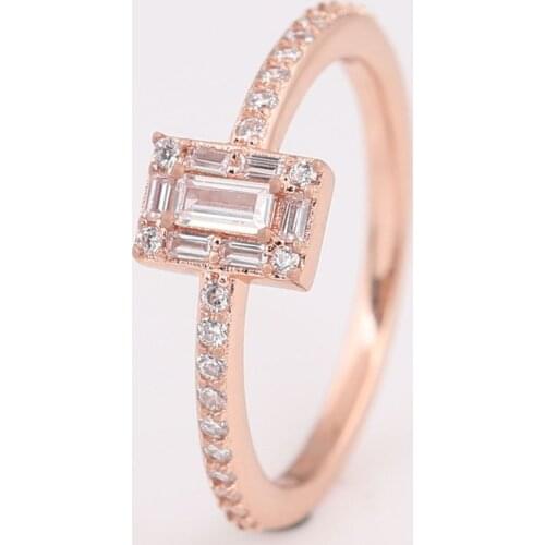 Authentic S925 Rose Luminous Ice With Crystal Ring For Women Wedding Party Gift fit Lady Fine Jewelry