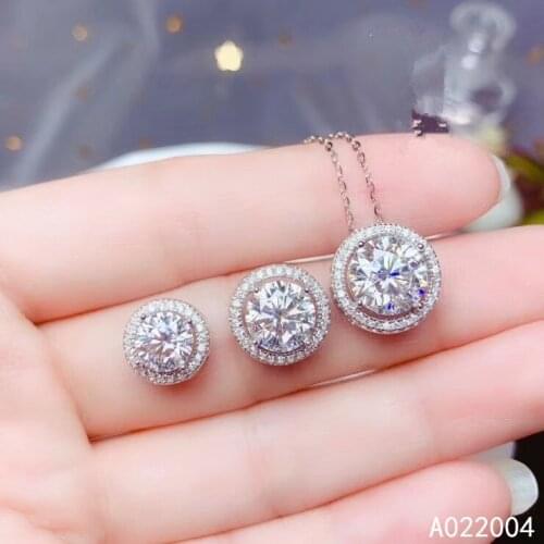 KJJEAXCMY Fine Jewelry 925 Sterling Silver inlaid Mosang Diamond gemstone ladies pendant necklace trendy support detection