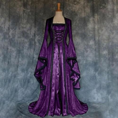 Retro Party Renaissance Victorian Medieval Gothic Long Dresses Women Maxi Ball Gown Middle Ages Prom Dress Halloween Costume
