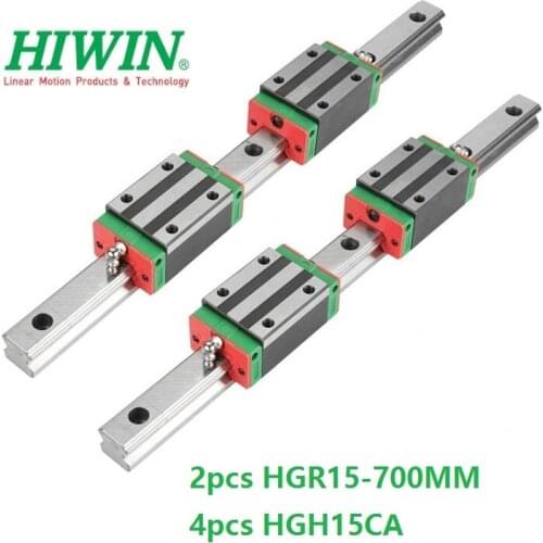 2pcs 100% original Hiwin linear guide rail HGR15 700mm + 4pcs HGH15CA Or HGW15CA ( HGW15CC ) Linear Carriage Block CNC router