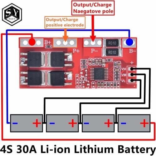 4S 30A High Current Li-ion Lithium Battery 18650 Charger Protection Board Module 14.4V 14.8V 16.8V Overcharge Over Short Circuit