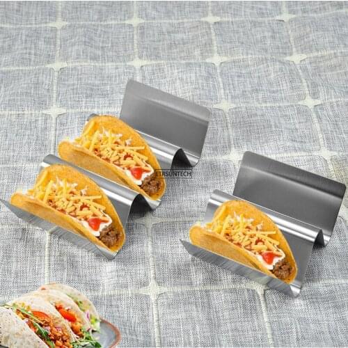 50pcs Kitchen Taco Holder Stand Stainless Steel Taco Racks Tortilla Metal Pancake Taco Trays with Handles for Grill Oven