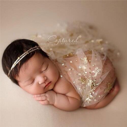 Newborn Baby Photography Accessories Blingbling Stars Wrap Starry Galaxy Glitter Mesh Blanket Backdrop Studio Photo Props
