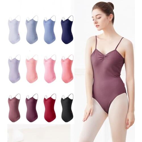 Ballet Leotards for Women Adult Dance Camisole Gymnastics Leotard Black Clothes Sexy V Back Ballet Costume топик женский