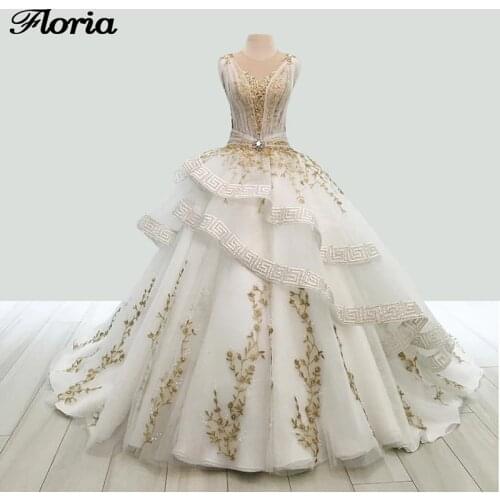 Dubai Design Appliques Ball Gown Wedding Dresses For Arabic Islamic 2019 Vestido De Noiva Kaftans Aibye Couture New Bridal Gowns