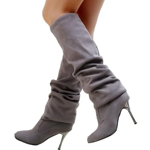 BUSY GRIL ML9141 Elastic velvet over-the-knee boots high boots fashionable European and American sexy high-heeled elastic boots