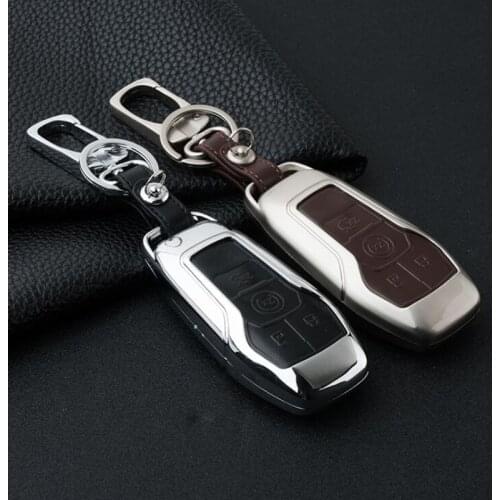 Zinc alloy Leather car key Cover case for Ford Edge Explorer Fusion Mustang F-150 F-450 F-550 Lincoln MKZ MKC car Key shell
