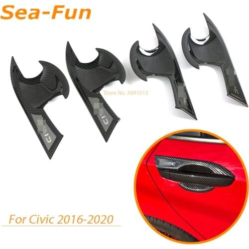 For Honda Civic 10th 2016 2017 2018 2019 2020 Door Handle Protective Cover Decoration Frame Modification Car Parts Accessories